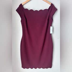 Premier Amour Women's Burgundy Off Shoulder Knee Length Dress Size 12